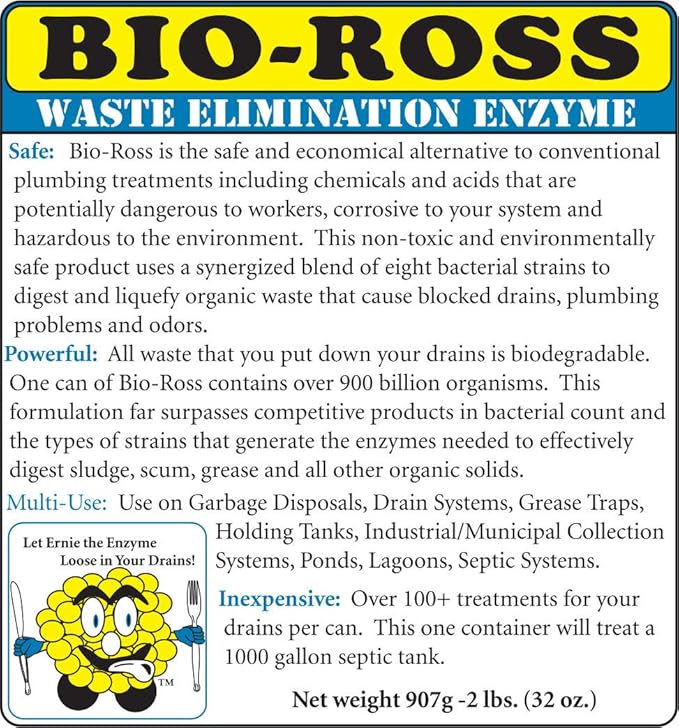 Bio-Ross Drain & Septic Drain Cleaner By Bio Ross Elimination Enzyme Drain Cleaner One 2 lbs Containers