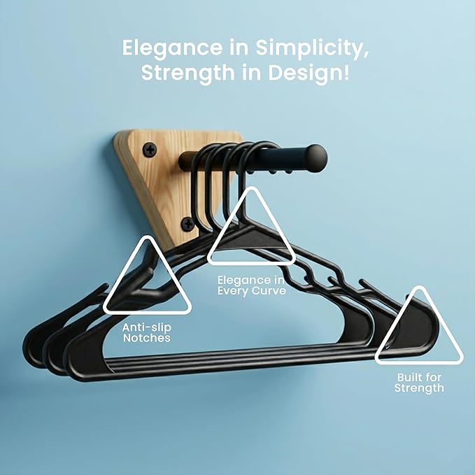 Utopia Home Plastic Hangers 200 Pack - Perfect Space Saving Clothes Hanger - Durable and Strong - Perfect Closet Organizers with Shoulder Grooves (Black)