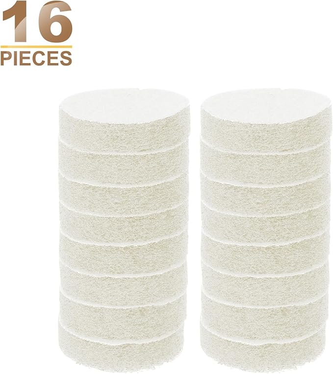 HARFINGTON 16pcs Scrubber Scouring Pads 450 Grits 2 Inch Drill Power Brush Hoop and Loop Surface Conditioning Disc Drill Scuffing Disc Scrub Pads for Home Kitchen Cleaning, White