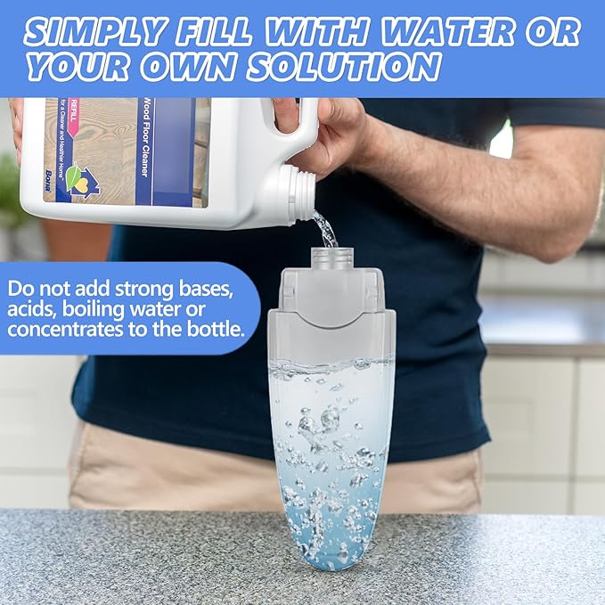 HOMTOYOU Microfiber Flat Mop with Sprayer: Spray Mop with 4 Washable Pads for Cleaning Multi-Surface Floors - 1Pcs 400+ML Refillable Bottle