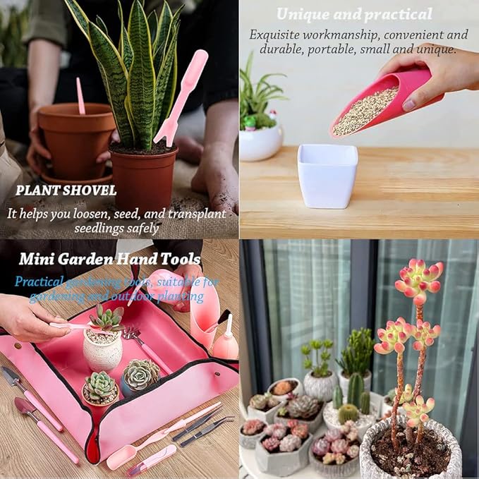 AKOAK 4 Pcs Set Mini Garden Soil Spoon Plastic Planting/Transplanting Garden Tool Set Indoor Mini Garden Plant Care Shovel Soil Cup Bucket Shovel Transplanting Tool
