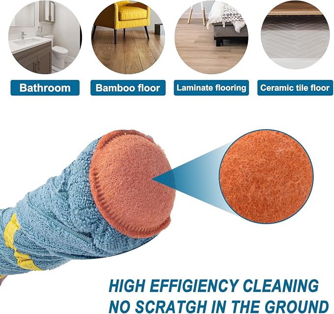 Self-Wringing Twist Mops for Floor Cleaning, Microfiber Floor mop with 57 " Long Handle, Easy Wringing Mop for Hardwood Commercial Household Clean