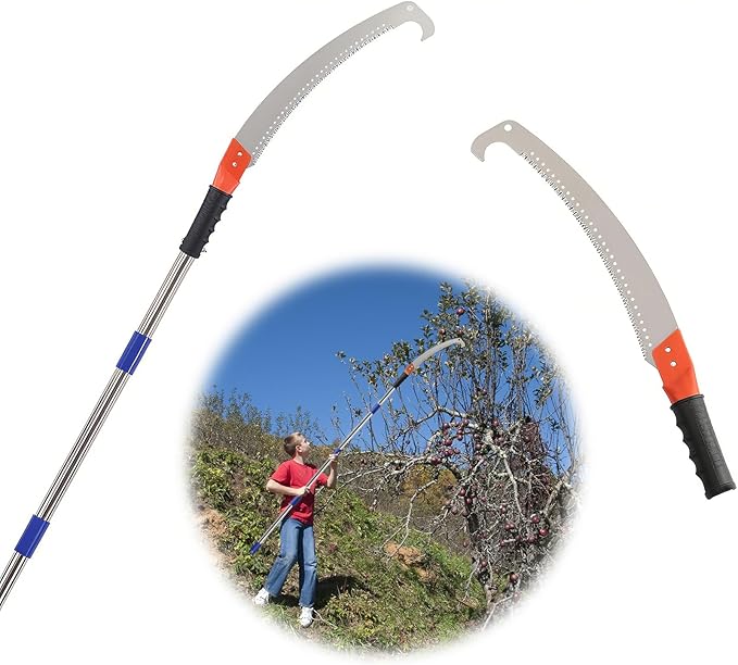 Pole Saws for Tree Trimming, 10FT Long Branch Cutter Handle Pruner, Heavy Duty Tree Trimmer Pole | Ergonomic Non-Slip Grip for Yard Garden and Patios High Branches Cutting