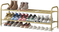 LINZINAR Shoe Rack Long 2 Tier Shoe Storage Organizer Metal Wide Shoe Shelf for Closet Entryway Bedroom 18 Paris Large Capacity, Gold
