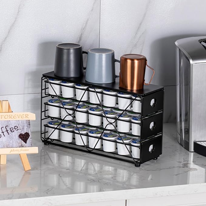 Flagship K Cup Holder 3 Tier Coffee Pod Holder for K Cup Organizer Save Space Countertop Kitchen (42 Pods Capacity)
