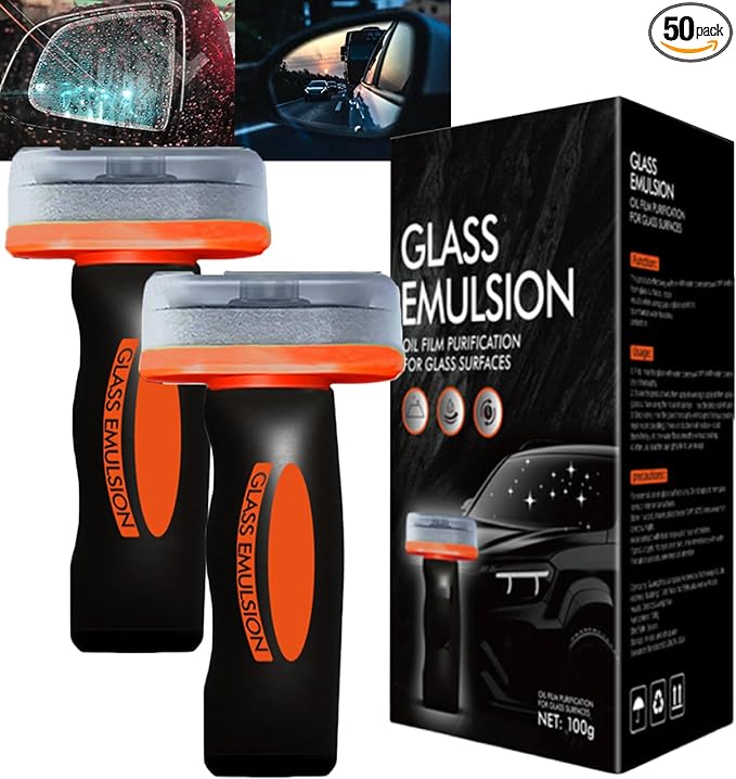 Glass Emulsion Cleaner,Q4 Glass Guard,Window Cleaner,Glass Handle Oil Film Remover Lotion,Car Windshield Oil Film Remover,Removes Oilfilm & Smudges (2PCS)
