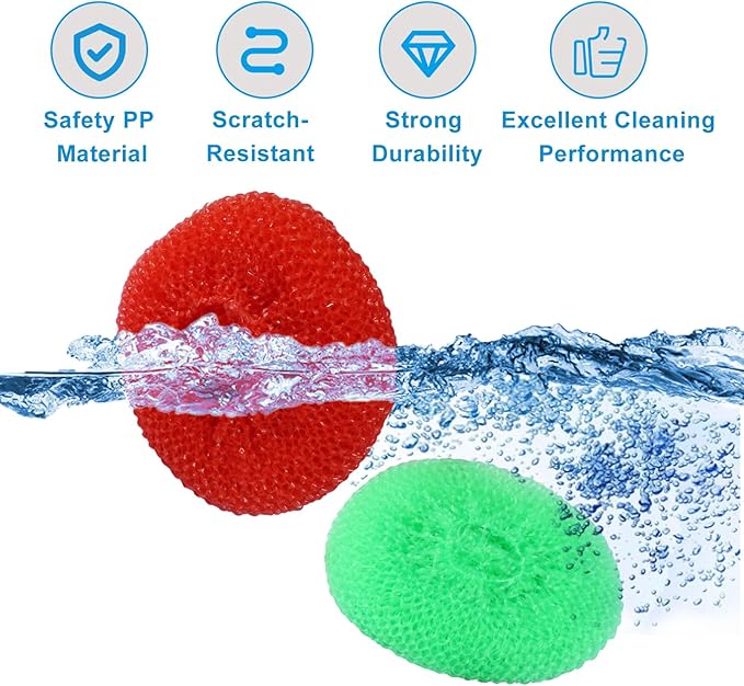 15 Pcs Plastic Dish Scrubbers, Nylon Scouring Pad Mesh Pot Scourers(Blue+Red+Green)