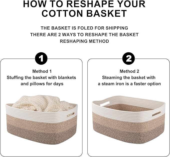 Large Storage Basket for Organizing, Woven Rope Basket for Shelves, Closet Organizer Bins for Clothes, Blanket, Toys, Baby Nursery Storage, 17.7" x 13" x 7.87", 4 Packs Gradient Yellow