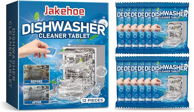 Dishwasher Cleaner & Deodorizer Tablets, 24-Pack Dishwasher Maintenance Tablets for Interior, Pump, Filter, Spray arm & Drain, Helps Remove Grease, Limescale & Mineral Buildup 1-Year Supply
