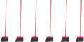 Amazon Basics Angle Broom With Metal Handle for Floor Cleaning and Sweeping, 11 inches Wide, 6-Pack, Black & Red