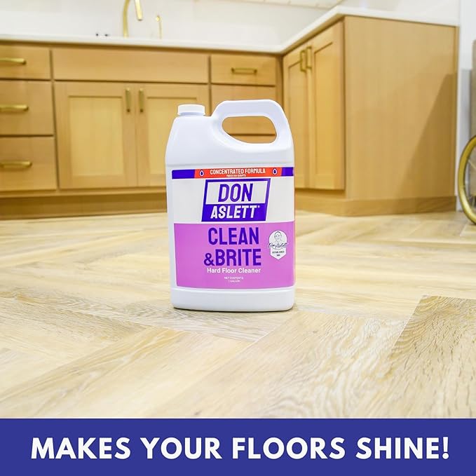Don Aslett Clean & Brite Concentrate (1 Gallon) Floor Cleaner | Enhance Natural Shine of Hard Flooring | Safe Polish Restorer of Tile, Vinyl, Linoleum, Wood | Prevents Dulling and Damage of Surface