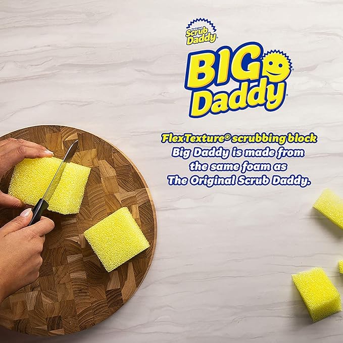 Scrub Daddy Large Sponge - Big Daddy - Scratch-Free Multipurpose Kitchen & Dish Sponge - BPA Free & Made with Polymer Foam - Stain & Odor Resistant (1 Count)