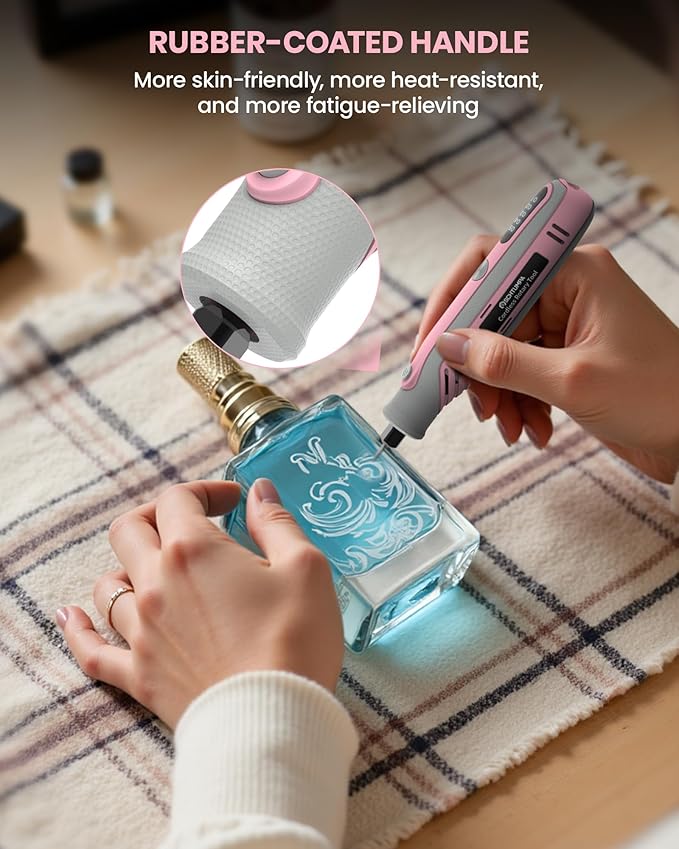 Rotary Tool, 4V Pink Cordless Rotary Tool with LED Display, Lasting Speed Memory, Rotary Tool Kit for Small DIY Project, Small and Light with Rubber Handle for Engraving, Sanding, Drilling, Polishing