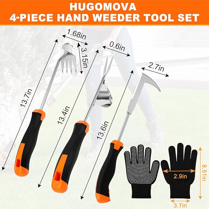 2025 Weed Puller Tool, 4 Pack New Garden Stainless Steel Weeder Tool Hand Weeder Tool,Multi-Purpose Weed Remover Tool Weeding Tools for Gardening