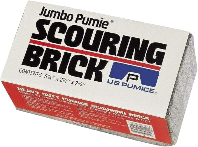 PUMIE JPS-12 Jumbo Scouring Brick, for Large Surface Cleaning, Removes Lime, Scale, Rust, Calcium - Pool Pumice Stone Tile Cleaner, Barbecue Cleaning Stone, Hand Safe, Pack of 12