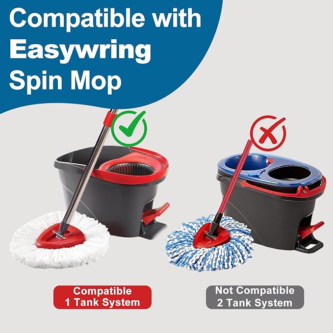 4 Pack Mop Heads Replacements, Compatible with O Cedar Easywring 1-Tank System Easy Wrin Spin Mops, Triangle Swivel Microfiber Mops, Washable & Easy to Replace