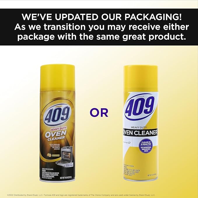 Formula 409 Heavy Duty Spray-On Oven Cleaner, Lemon Scent - Grill and Stove Top Cleaner Cuts Through Grease & Grime on Contact, A Powerful Clean You Can Trust, 14.5 Oz - 6 Pack