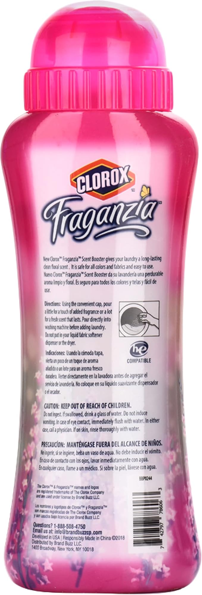 Clorox Fraganzia Laundry Scent Booster Crystals, In-Wash Fragrance Beads for Fresh-Smelling Clothes & Linens, Safe for All Fabrics & Colors, Easy-Pour Bottle, Spring Scent, 36 Oz, 6 Pack