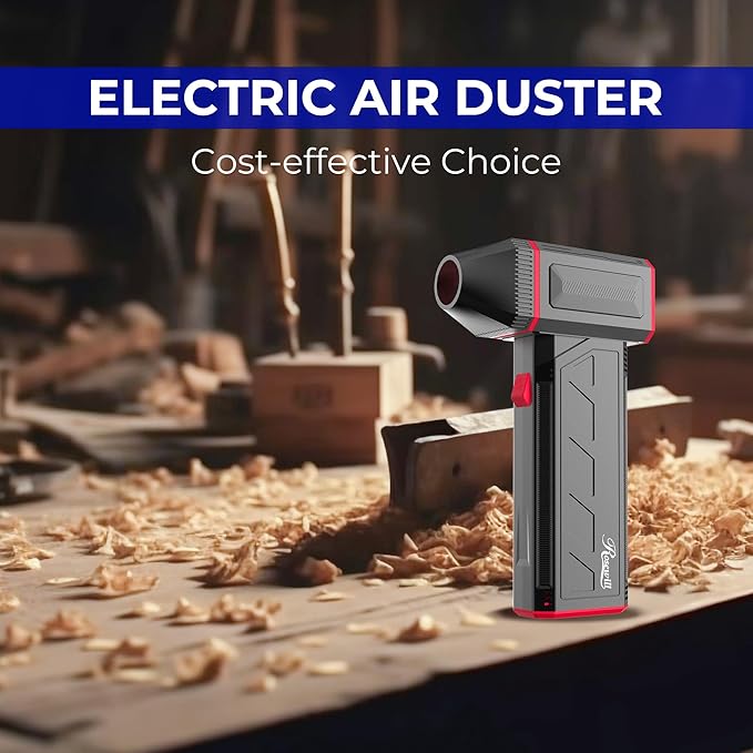 Rosewill Electric Air Duster - 120,000 RPM Super Power Cordless Compressed Air Duster, 3-Gear Adjustable Mini Blower with Fast Charging, Dust Blower for Computer, Keyboard, Pet, House, Outdoor and Car