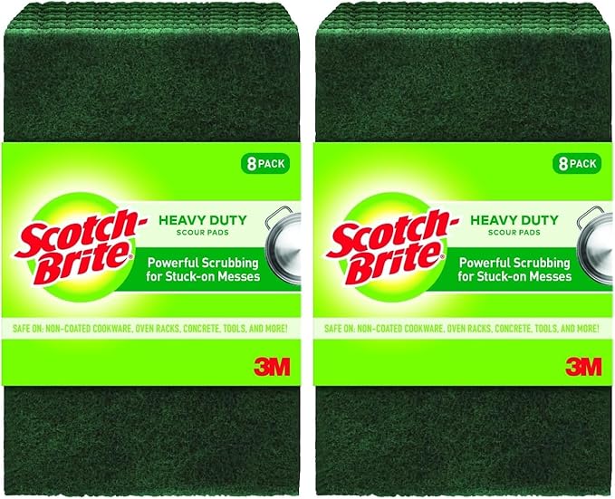 Scotch-Brite Heavy Duty Scour Pads, Scouring Pads for Kitchen and Dish Cleaning, 8 Pads (Pack of 2)