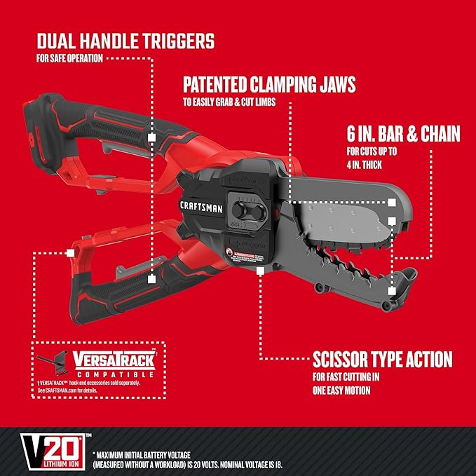 CRAFTSMAN V20 Cordless Lopper, 6 inch, Bare Tool Only (CMCCSL621B)