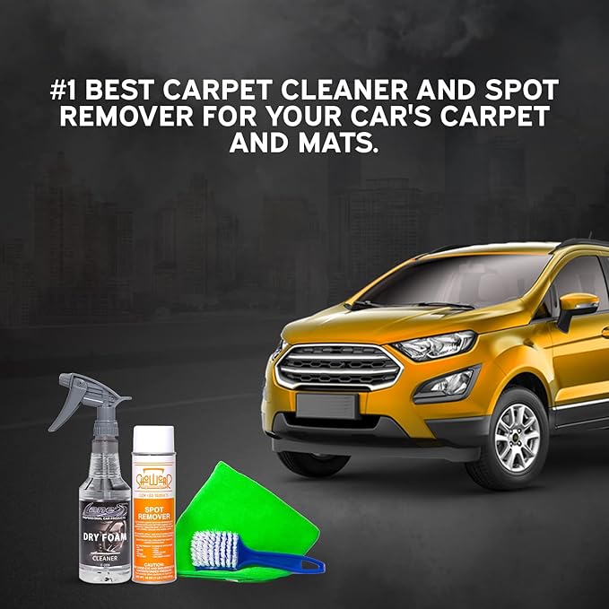 LANE'S Carpet Cleaning & Spot Remover Kit - 16oz Dry Foam, Spot Remover, Carpet Brush, Microfiber Towels, No Water is Needed, Safe and Easy to Use