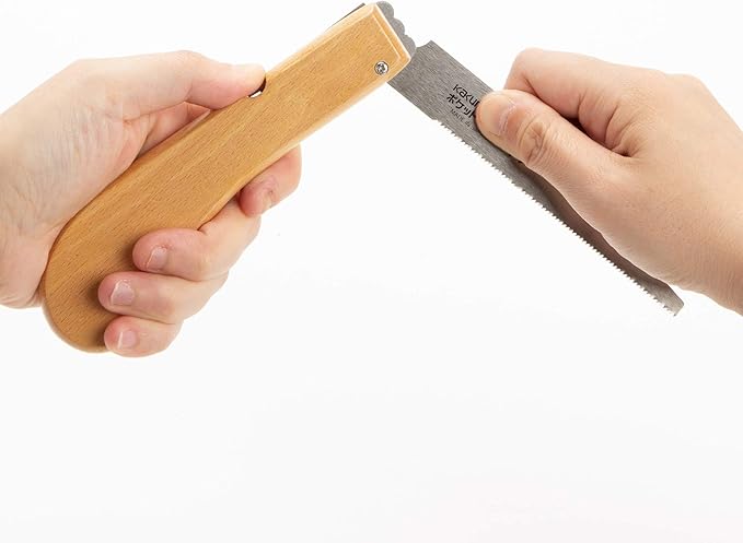 KAKURI Pipe Saw Folding 4" for PVC Cutting, Japanese Pull Razor Sharp Steel Blade, Mini Pocket Plastic Cutting Hand Pipe Cutter Tool, Foldable Wood Handle, Made in Japan
