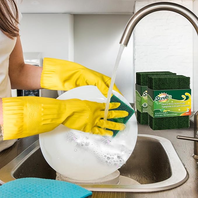 SCRUBIT Scouring Pads - Heavy Duty Scrub Pads for Cleaning Dishes - Non-Scratch - Reusable - Green (50, Green)