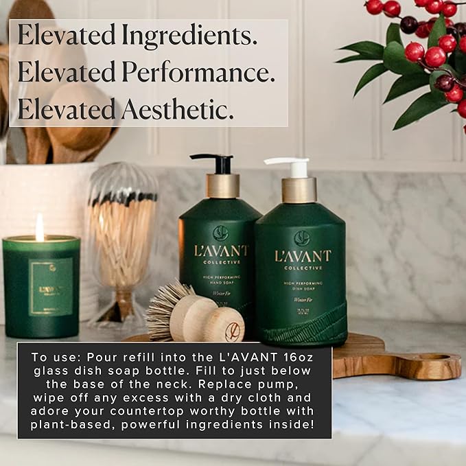 L'AVANT Collective High Performing Dish Soap Refill | Plant-Based Ingredients & High Performing Formula (32oz (Refill), Winter Fir)