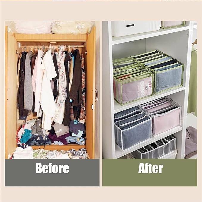TIGARI Wardrobe Clothes Organizer, Small Underwear Organizer, Drawers Organizer for Clothes, Compartment Storage Box for Bedroom Dorm Room(Gray)