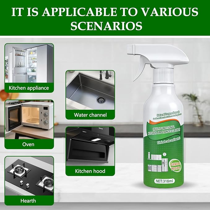 Ion Kitchen Cleaner Spray, Kitchen Oil Stains Cleaner, Kitchen Multi-purpose Foam Cleaner Spray for Appliance/Hold/Oven/Stove/Sink Range Hood, Clean Up Kitchens Oil Stains