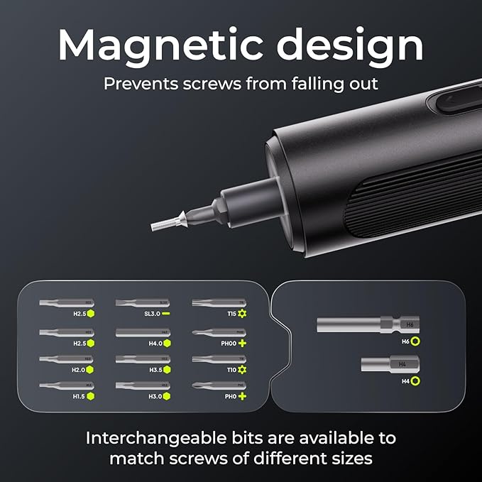 ELEGOO 33-in-1 Electric Screwdriver Set with LED and 33 Magnetic Bits, Type-C Rechargeable 1500mAh Battery, Precision Power Tool Kit for 3D Printer Maintenance, Small Electronics Repairs, Engineers