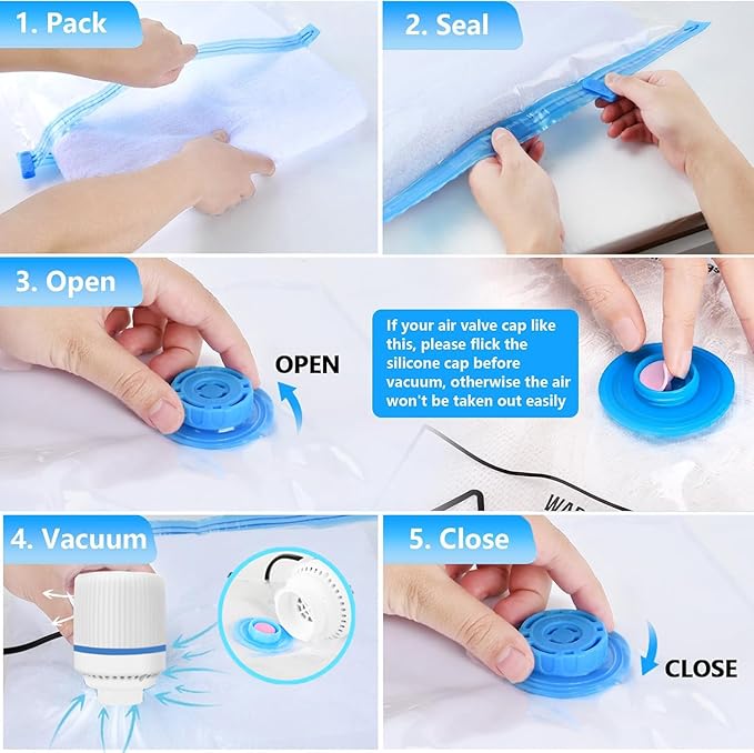 Electric Pump for Vacuum Storage Bags Travel Vacuum Pump for Various Sealing Bags Portable Vacpack Air Pump for Clothing, Pillows, Comforters (Storage Bag Not Included)