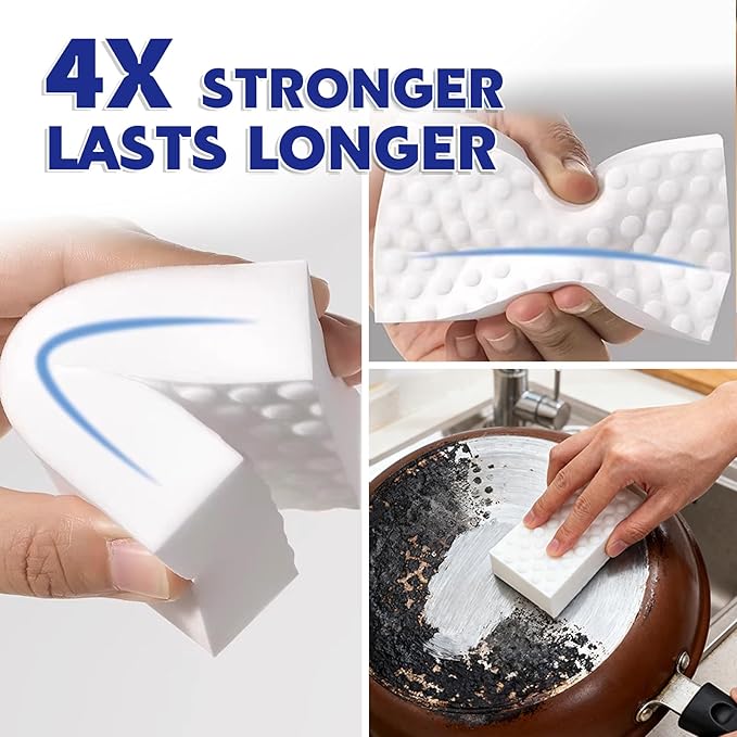 30 Pack 4X Density Magic Melamine Sponge Eraser, GRS Certified Cleaning Sponge Extra Durable & Long Lasting, Stovetop Cooktop Cleaner Sponge for Kitchen Glass Marble
