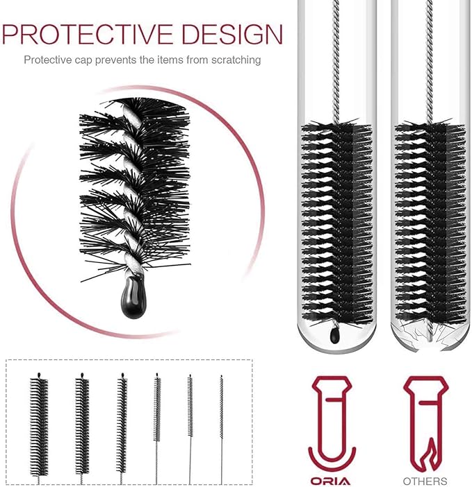 Long Straw Brush Cleaner (10 Pack), Flexible Nylon Tube Cleaning Brushes with 0.4" Bristles, Rust-Proof Stainless Steel Wire Washer for Reusable Tumblers, Sports Bottles & Pipes (10 Inch)