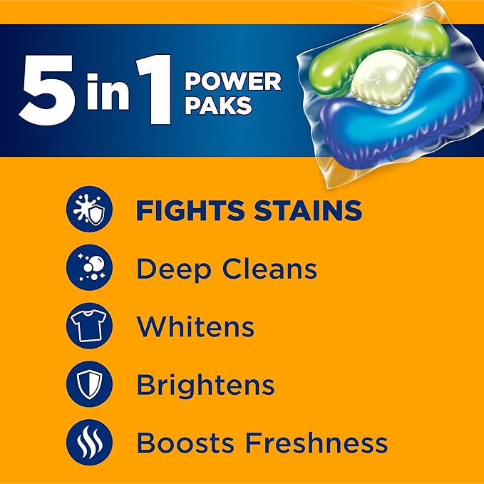 ARM & HAMMER Plus OxiClean Stain Fighters: 5-in-1 Laundry Detergent Power Paks, Fresh Scent, 72 Count