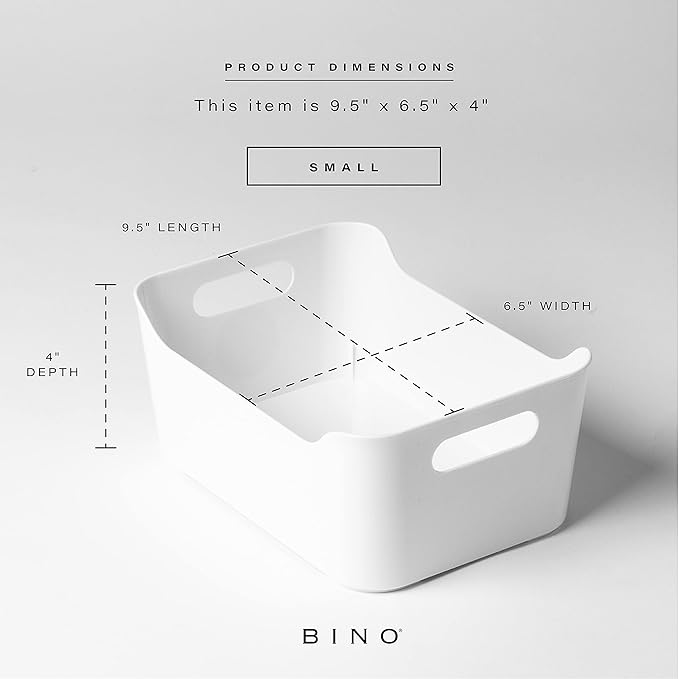 BINO | Plastic Storage Bins, Large - 2 Pack, White | THE SOHO COLLECTION | Pantry Organizers and Storage Containers Fridge Organizer Bins Kitchen Cabinet Organizer Medicine Cabinet Bin