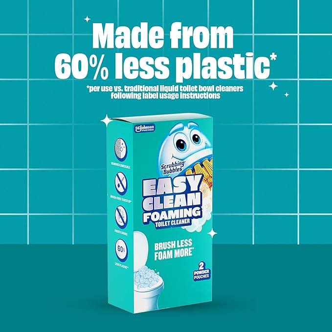 Scrubbing Bubbles Easy Clean Foaming Toilet Bowl Cleaner, Easy Drop In Powder Pouches, 100g (2 Pouches) (Pack of 6)