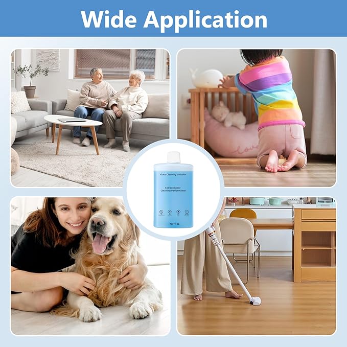 Floor Cleaning Solution Compatible With Roborock Robot Vacuum And Mop Cleaner， Deep Cleans For Multiple Hard Floors, for Robot & Wet Dry Vacuums Mopping Floor Cleaners Solution , 33.8 Fl. OZ(2 Bottle)