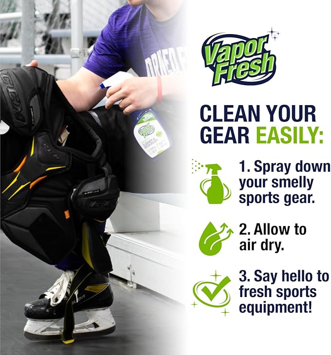 Vapor Fresh Sports Cleaner and Deodorizer - For Boxing Gloves, Sports Pads, Helmets, Gym Bags, Gym Equipment and More - Naturally Powered By Plants, 16 Fl Oz (12-Pack)