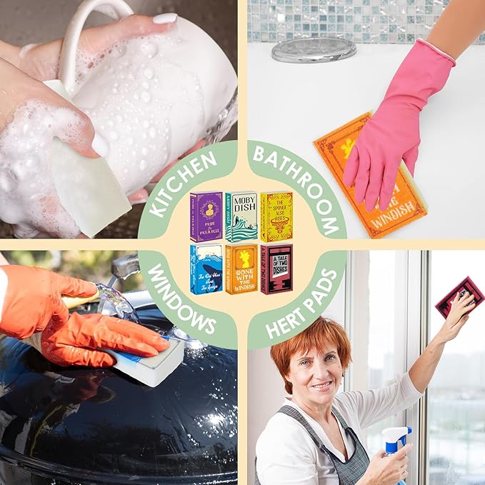 6 Pieces Book Kitchen Sponges Novels Sponges Fun Non-Scratch Scrub for Washing Dishes Pots Pans and Household Cleaning Supplies for Kitchen Dishes Furniture Gifts(Book,6 Pcs)