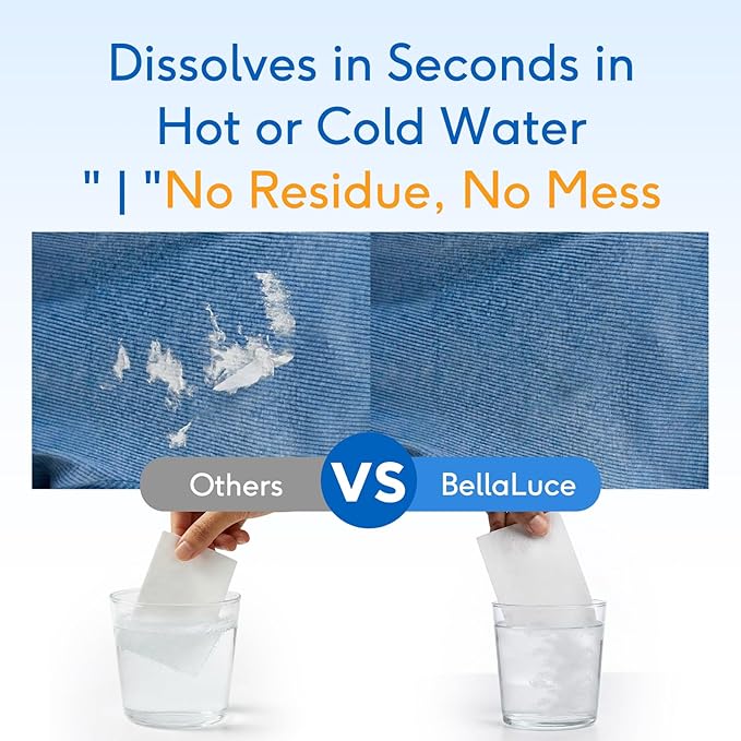 BellaLuce Laundry Detergent Sheets - Laundry Sheets, 240 Loads, Eco-Friendly, Plastic-Free, Fresh Linen Scent, Space Saving, Fast Dissolve & Hypoallergenic, Laundry Detergent for Home,Dorms,Essentials