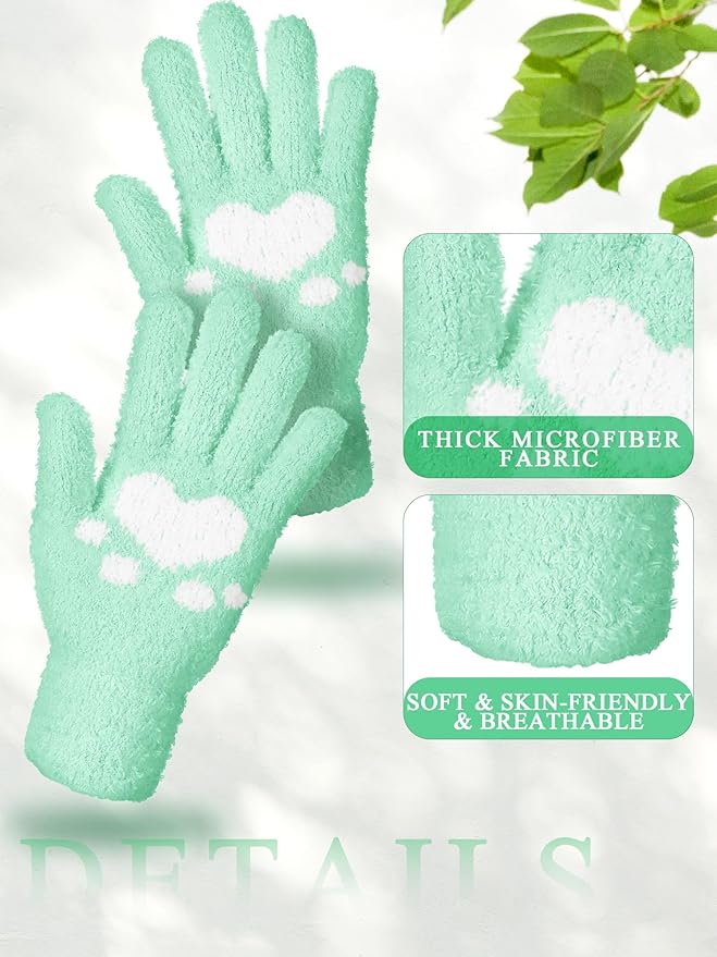 Patelai 3 Pairs Microfiber Plant Dusting Gloves Leaf Cleaning Gloves for Indoor Plants, Blinds, Furniture, House (Green,Pink,Grass Green,Medium)