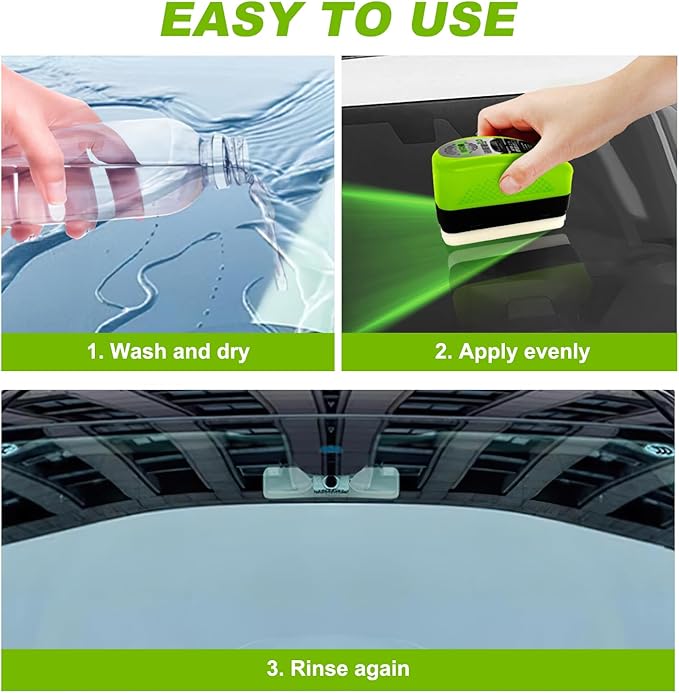 Oil-Free Car Glass Brushes, Upgrade 2.0 Clear Vision Glass Cleaner, Oil Film Cleaning Brush for Automotive Windows, Clearvision Cars Windshield Cleaner Tool (1set) (1, Green)