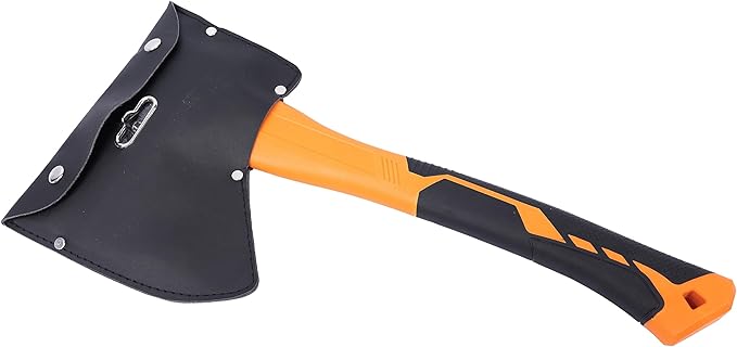 HFS(R) 14.5 Inch Axe Hatchet with Fiberglass Handle Chopping Splitting Camping Axe 21oz/600g Head Weight Heat-Treated Blade, Anti-Slip Grip, Perfect for Gardening, Hiking, Woodworking