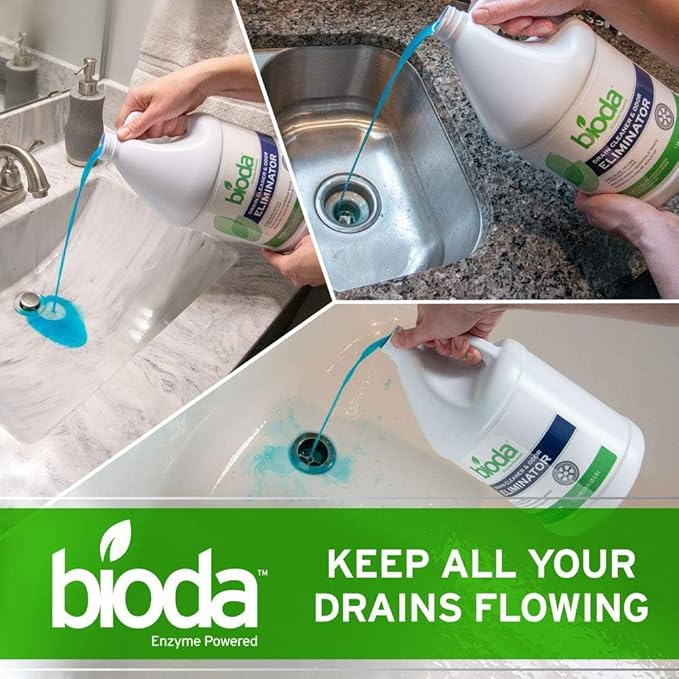 Bioda Professional Strength Enzyme Drain Cleaner, Septic Safe Drain Odor Eliminator, Smell Eliminator, 4 Pack
