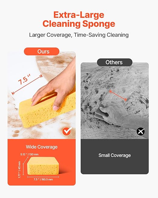 VEVOR 6-Pack Non-Scratch Cleaning Sponges, Dish Scrubber Sponges for Kitchen, Bathroom, Tiles, Marble and Glass Surfaces, Large Household Scrubbing Sponges