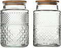 Large Glass Storage Jar, 2 Pack 60 FL OZ Glass Food Storage Containers with Bamboo Lid, Kitchen Laundry Room Organization Decorative Jar for Candy Cookies Coffee Beans Flour Nuts Airtight Glass Jars