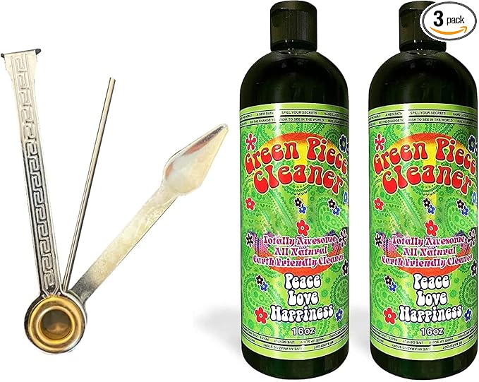 Green Piece® Cleaner - Two of the 16 oz Bottles of Glass Cleaner (Made in USA) - Including a 100% Stainless Steel Reamer - 3 in 1 tool - Excellent for grimey pieces