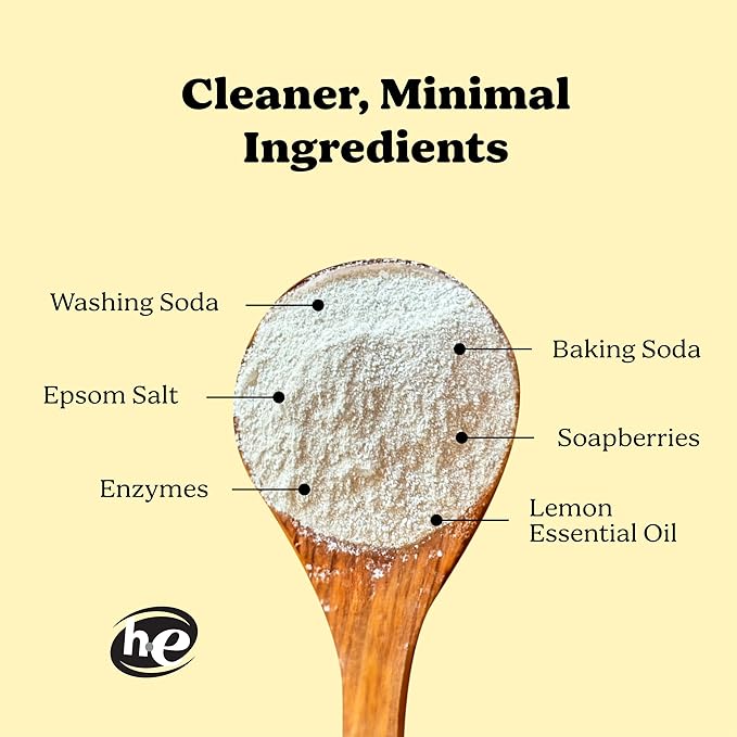 Pronounce Laundry Detergent Powder Alternative | Cleaner Ingredients. Safer for Sensitive Skin. Stain + Smell Fighting. With Essential Oils. HE Safe - 120 Loads (Lemon).